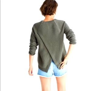 Madewell Crossback Detail Sweater - Olive Green